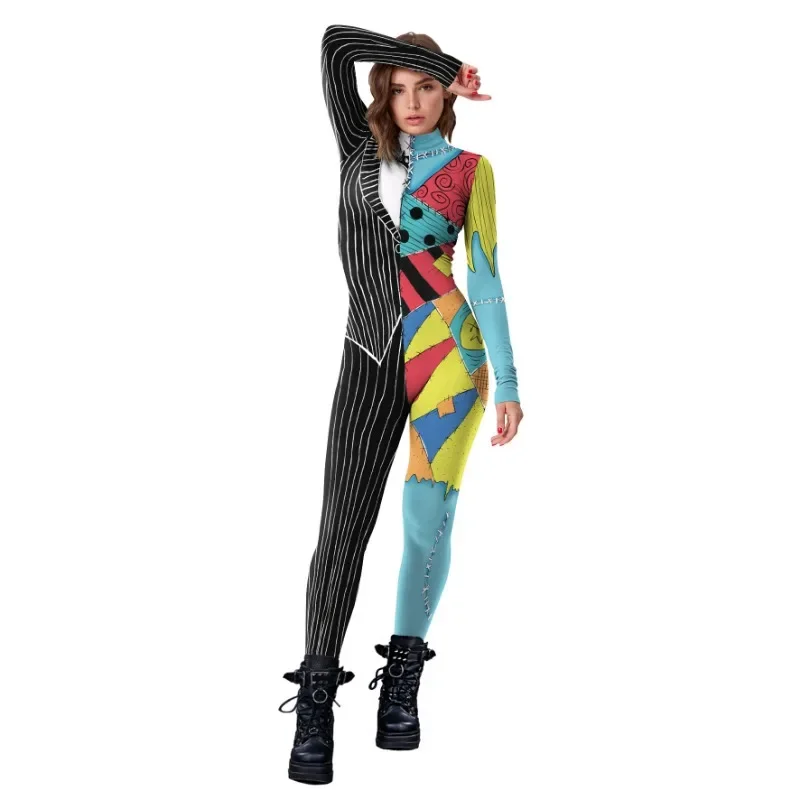 Halloween Cosplay Costume For Women Sally Printed Dresses Party Costume Zenti Carnival Bodysuits Dress Up Female Women Leggings