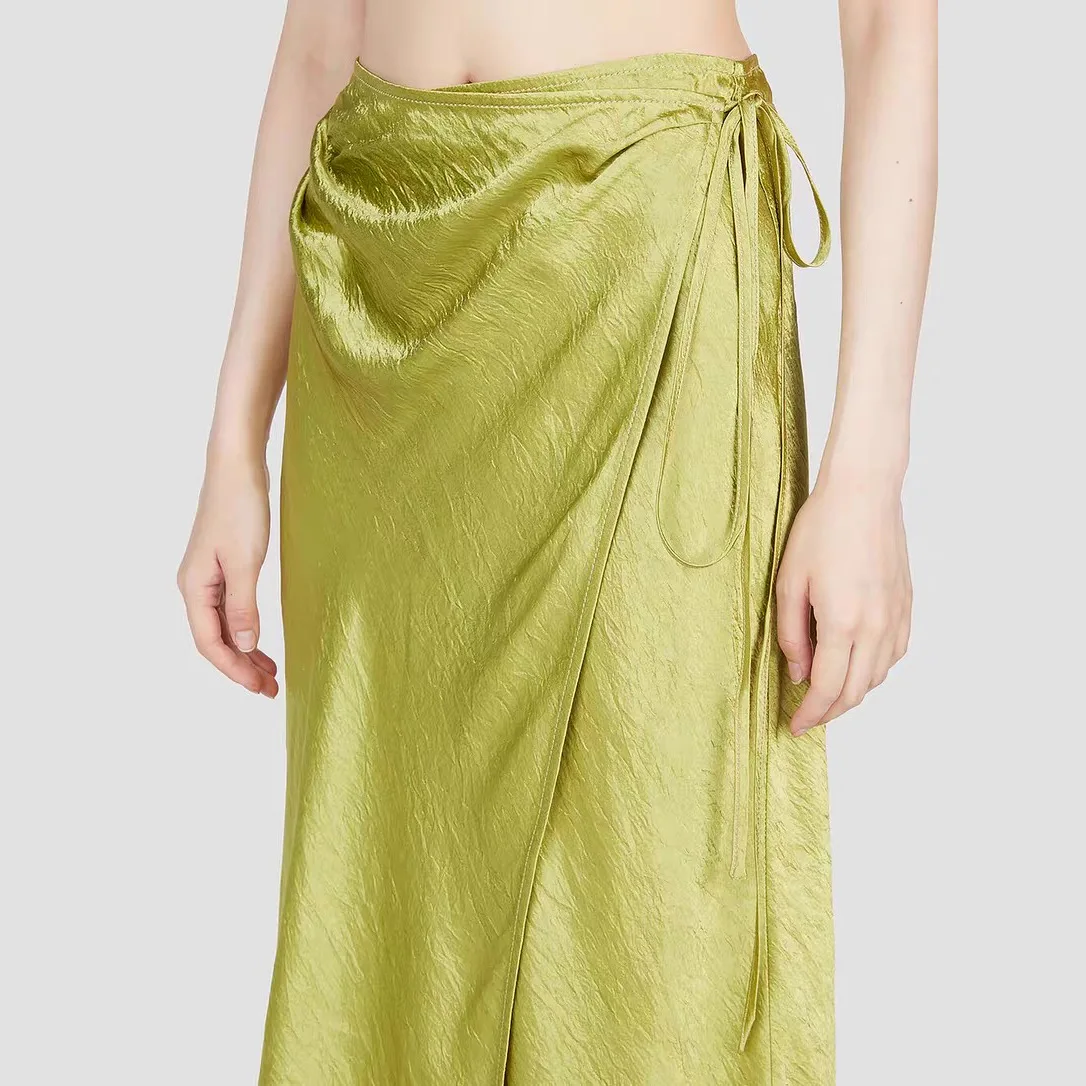 Bright Color Acetate Skirt · Summer Dopamine Niche Classic One Piece Wrap Acetate Skirt