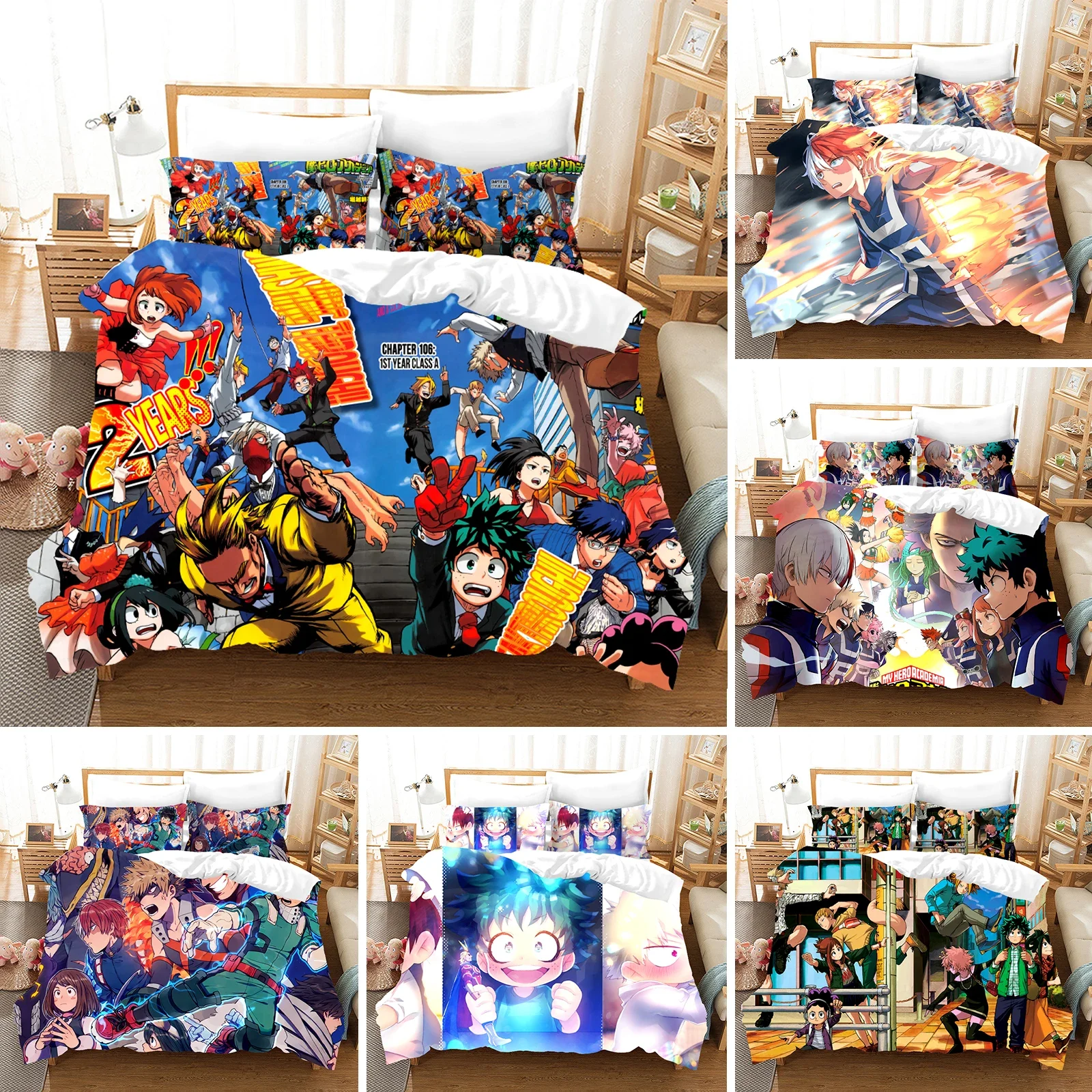 

Anime 3D Printed My Hero Academia Duvet Cover Pillowcase Bedding Set Double Twin Full Queen King Adult Bedclothes Quilt Cover