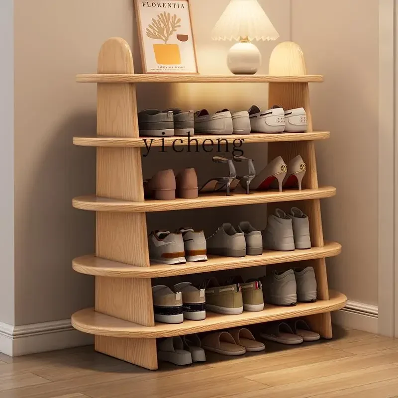oak shoe changing stool entry solid wood shoe stool household simple cabinet entrance multi-layer large-capacity shoe rack