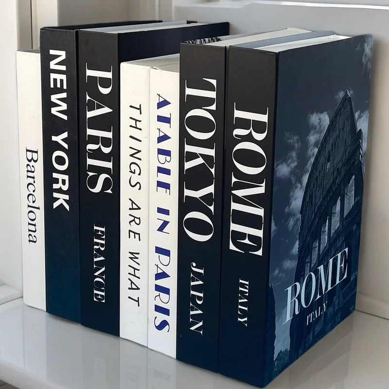 

3Pcs/Set Luxury Fake Book Storage Box Abstract Decorative Books Design Coffee Table Bedroom Islam Gift Home Decor New York Paris