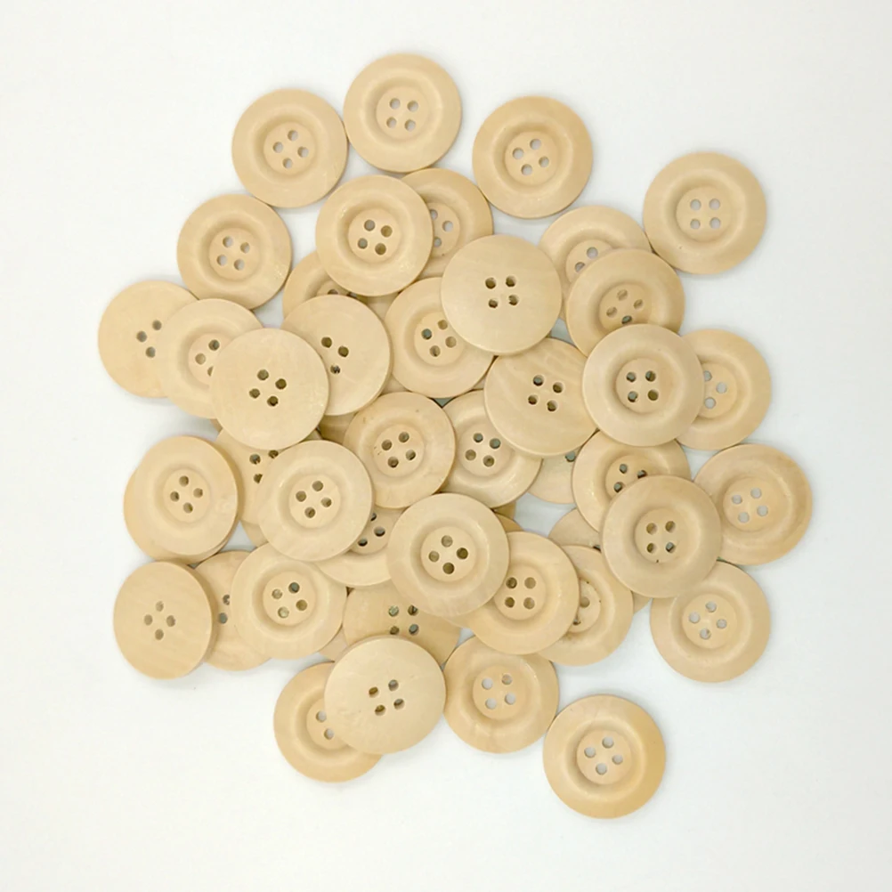 

100Pcs Wood Sewing Buttons Natural Wooden Decorative Simple Pattern Perfect for Sewing Knitting Crafts DIY Wood Buttons