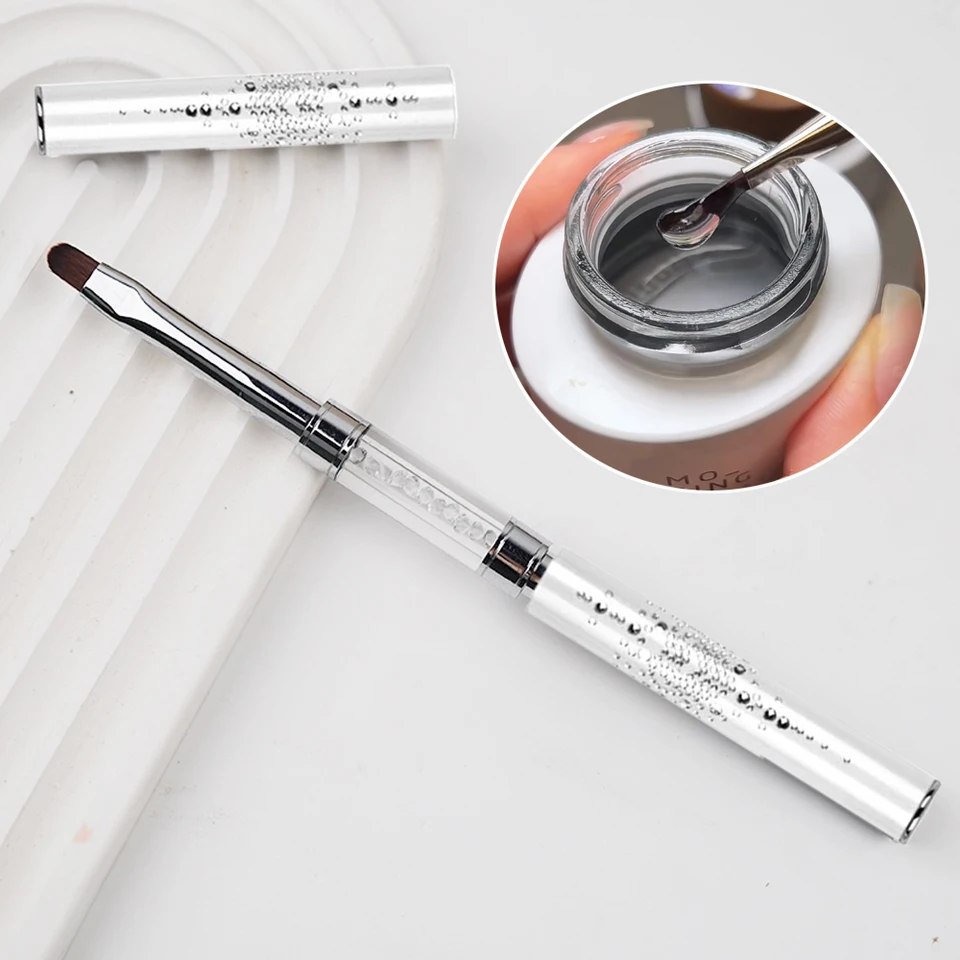 1 pieza de pincel profesional de doble punta para diseño de uñas, pincel para gel, delineador de punta francesa, bolígrafo de extensión, herramientas de arte para uñas con gel UV 2