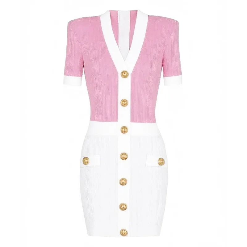 

Индивидуальное качество на складе, трикотажное универсальное облегающее классическое облегающее платье с короткими рукавами и v-образным вырезом