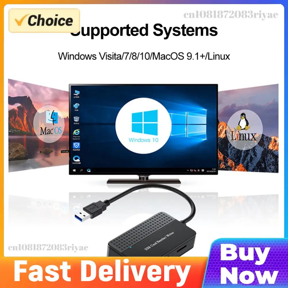 

USB 3.0 Type-C кардридер для смарт-карт 4-в-1, адаптер для флеш-карт, скоростью 5 Гбит/с, с кабелем 20 см, для карт SD, TF, CF, MS