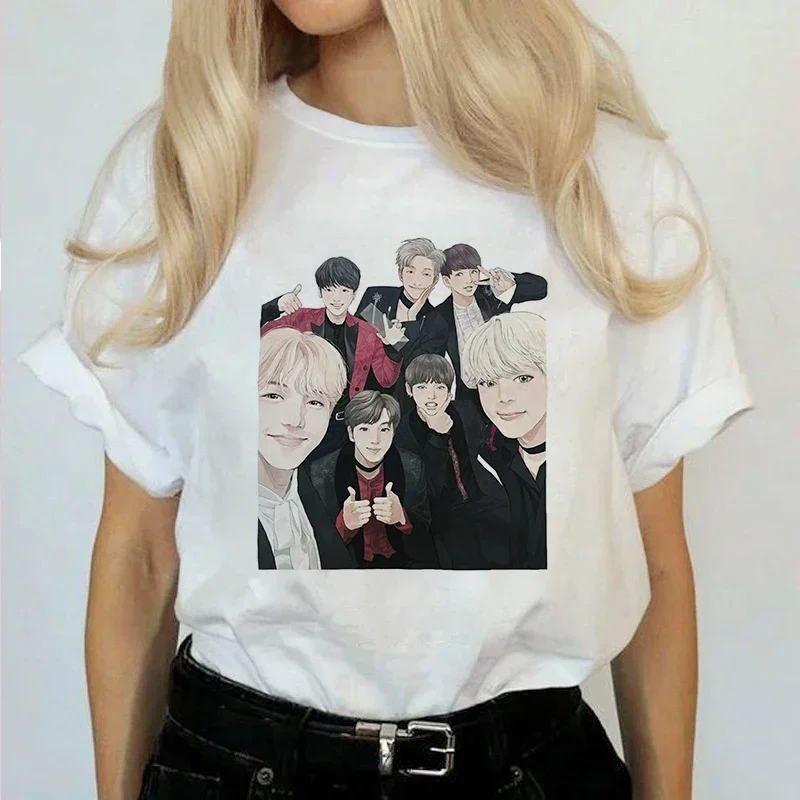 Korean Style Kpop T-shirt Women Tshirt Female Ulzzang Harajuku JIN SUGA J HOPE JIMIN V JUNGKOOK Tops For Fans