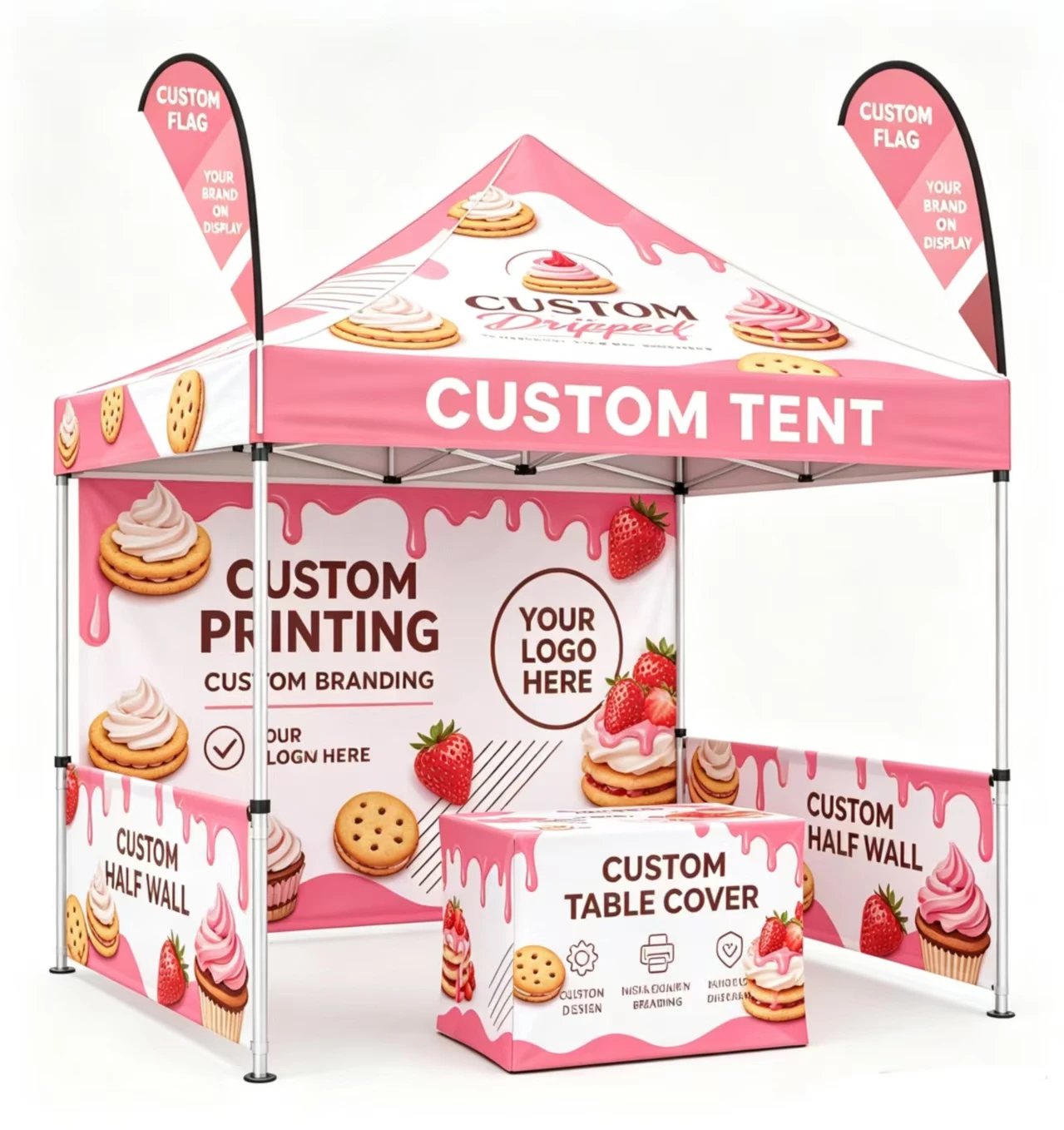 Exhibition Custom Canopy 10x10ft Tent printed advertising vendors Trade Show For  Event Marquees Gazebos with frame flag