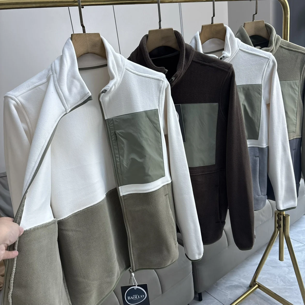 

Outdoor Couples Lightweight Double-sided Fce Jaet Stand Collar Warm Comfortable Autumn Winter Polyester Fiber Zipper Clo...