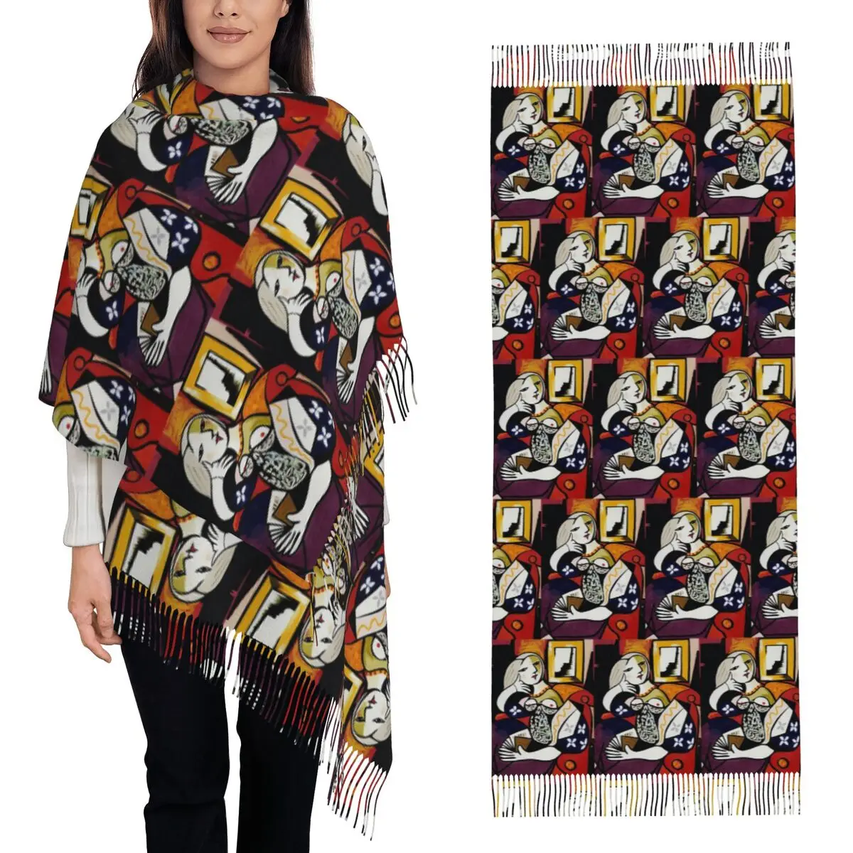 

Pablo Picasso шарф испанского художника шарфы с кисточками женские мягкие теплые шали и накидки большая осенне-зимняя шаль накидка
