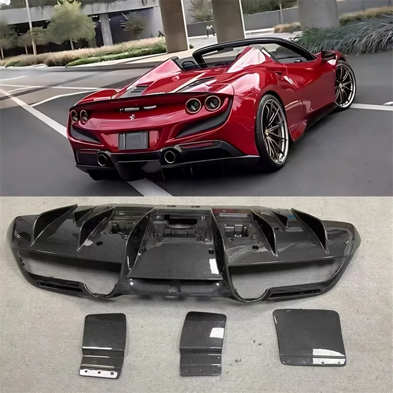 

For Ferrari F8 Real Dry Carbon Fiber Car Rear Bumper Lip Diffuser Splitters Spoiler Back Car Accessories Body Kit