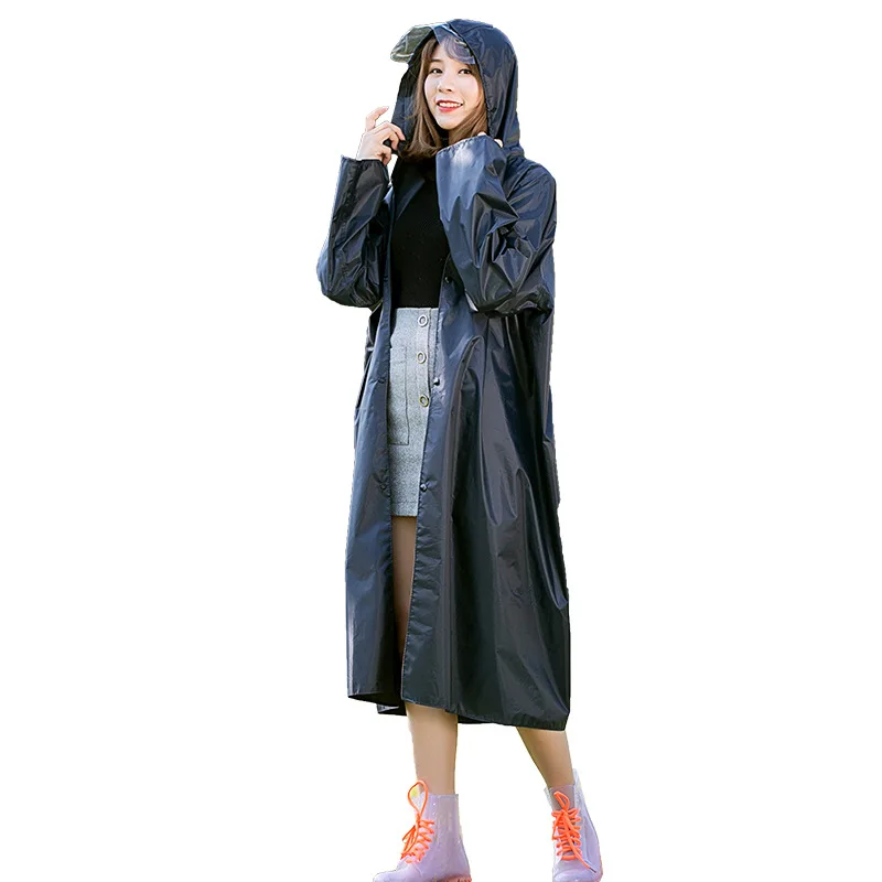 Navy Blue Adult Transparent Small Brim Polyester Composite PVC Long Wear Unisex Raincoat, Rain Coat Women,  Poncho Men