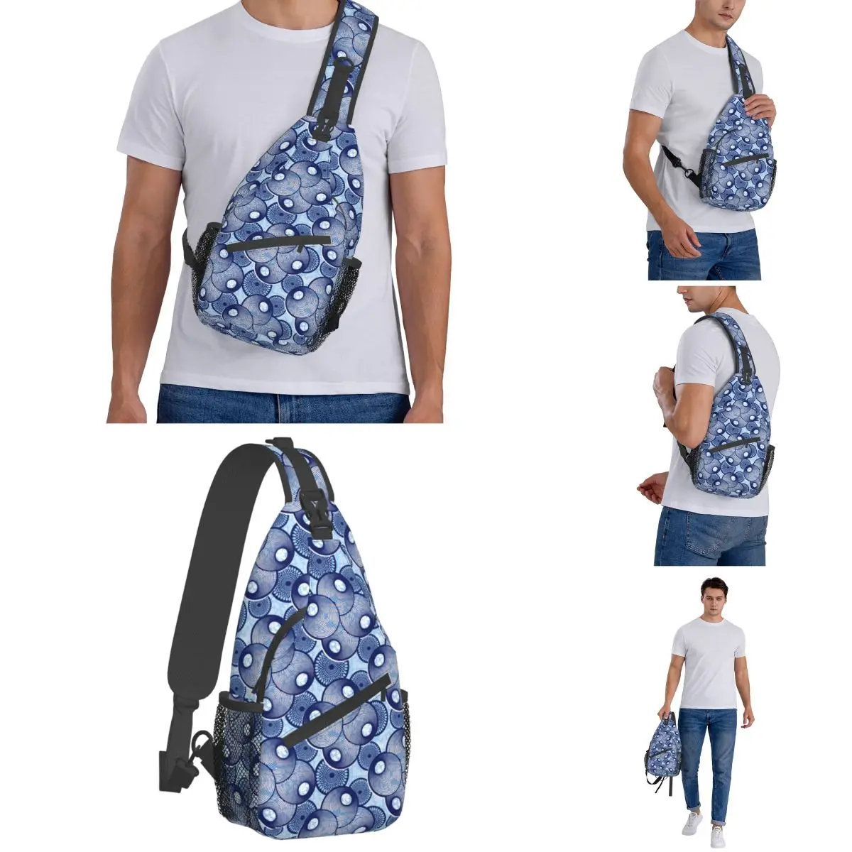 Textile Fashion African Small Sling Bag Chest Crossbody Shoulder Sling Backpack Outdoor Hiking Daypack super wax Pattern Bookbag