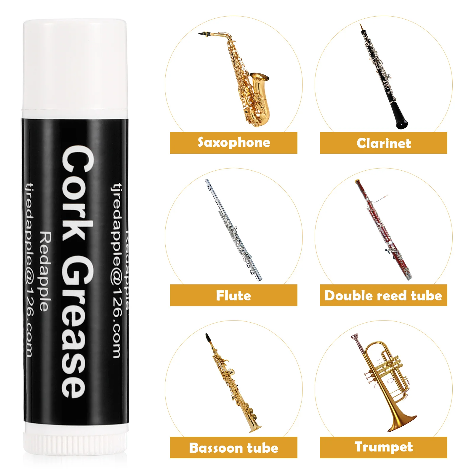 Tubo de graxa de cortiça lubrificar creme clarinete saxofone reed instrumento manter uso r168 (preto) lubrificar creme para clarinete