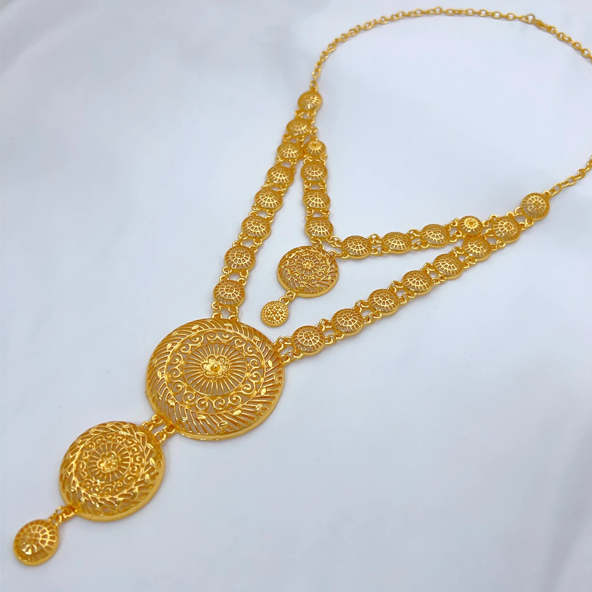 ANIID Indian 24K Gold Color Long Necklace Set Nigerian Party Bridal Wedding Ethiopian Luxury Dubai Jewelry Wholesale New Gifts