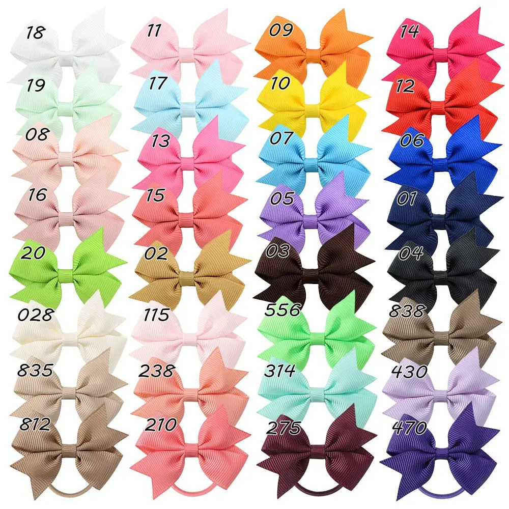 20/40/80pcs Solid 2.2inch Ribbon Bow Hairband for Girls Sweet Elastic Headband Hair Rope Headwear Hair Accessories Wholesale