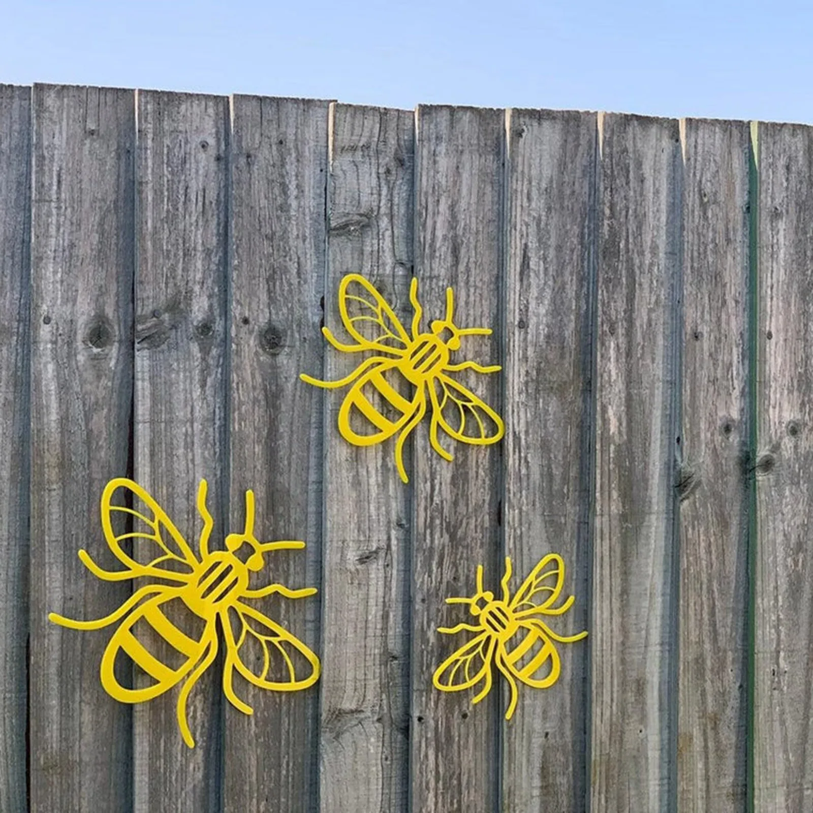 

3PCS/Set Creative Bee Garden Decoration Insect Statues Countryside Style Acrylic Wall Sculptures Fence Ornament Sign Sticker