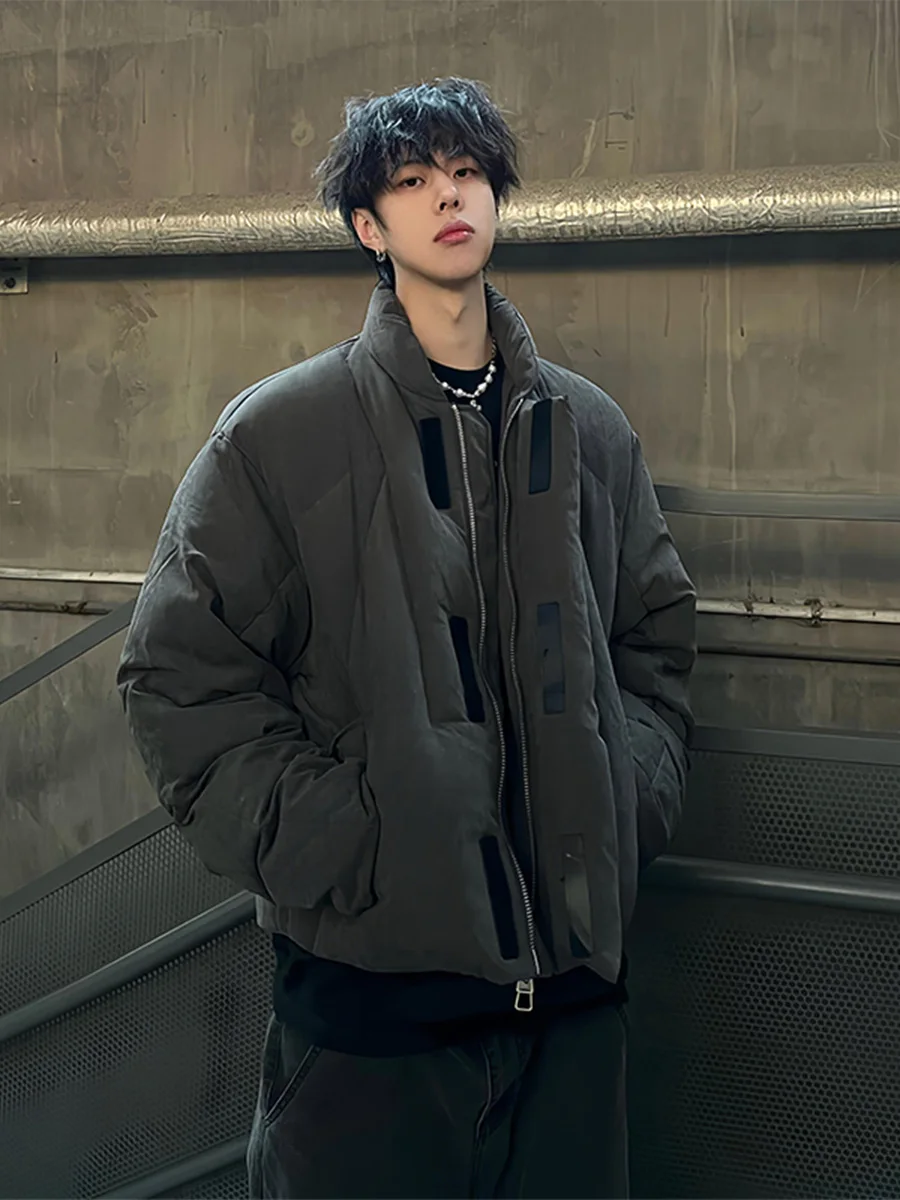 

Men's ort Suede Jaet Winter Warm Cotton Coat Stand Collar down Cotton Padded Bread Sle Outerwear Casual Loose Fit