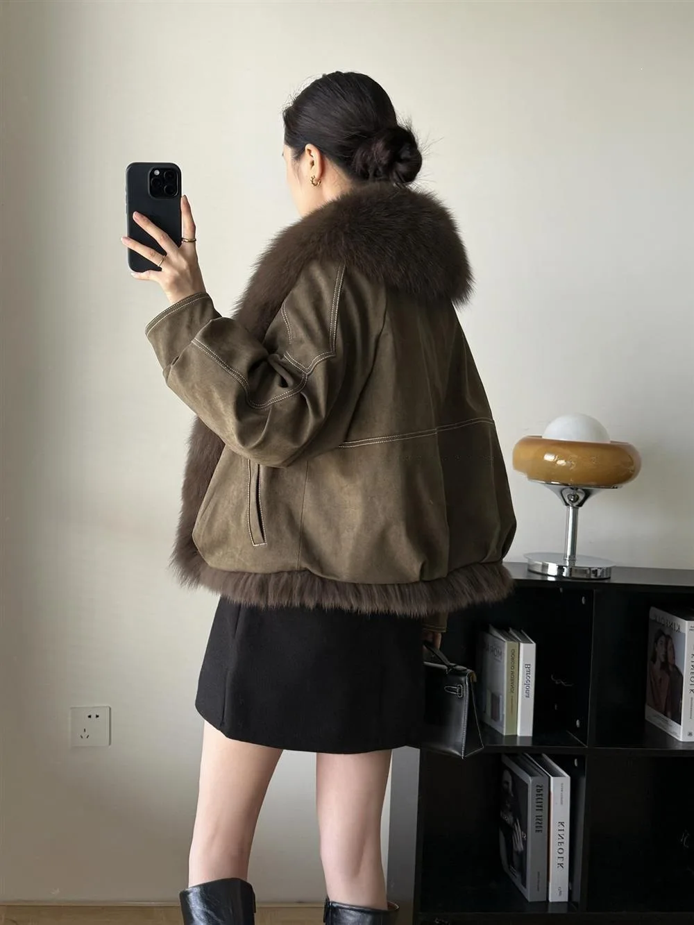 2026 Winter New Solid Color Fur Collar Splicing Versatile Short Jacket Women's Long-sleeved Parker Thickened Down Cotton Jacket