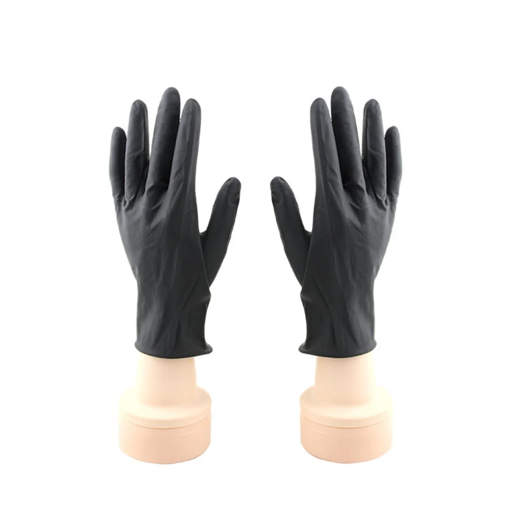 

10 Pcs Food Gloves Laboratory Hair Dye Reusable Clothing Black Salon Latex Miss