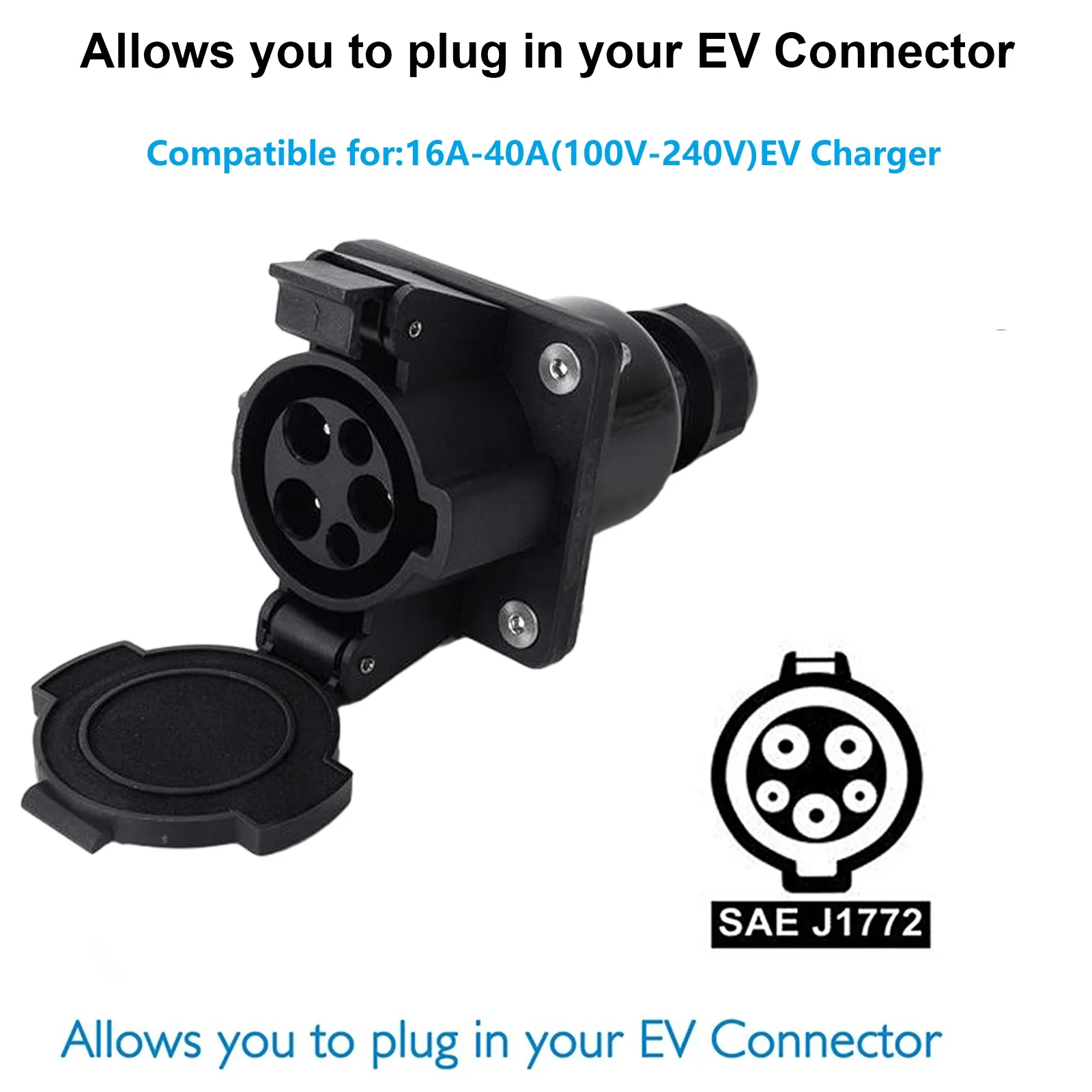 EV Charger Plug US Standard J1772 Socket Type 1 EV Socket for Electrical Vehicle Car Charging Socket 16A/32A/40A