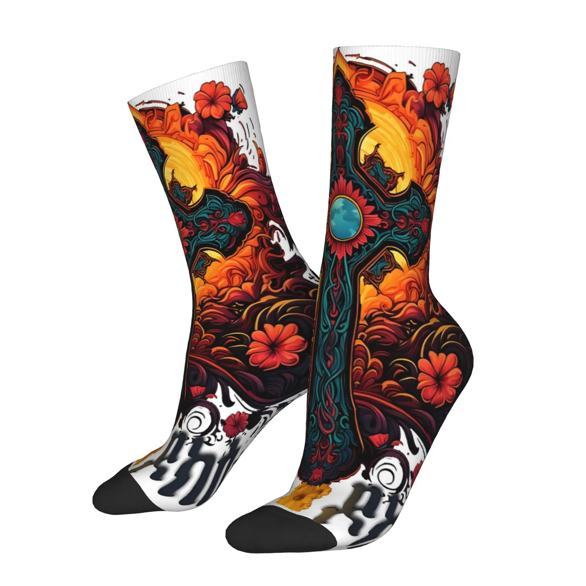 

Носки с эфиопским крестом, мужские и женские осенние чулки в стиле Харадзюку