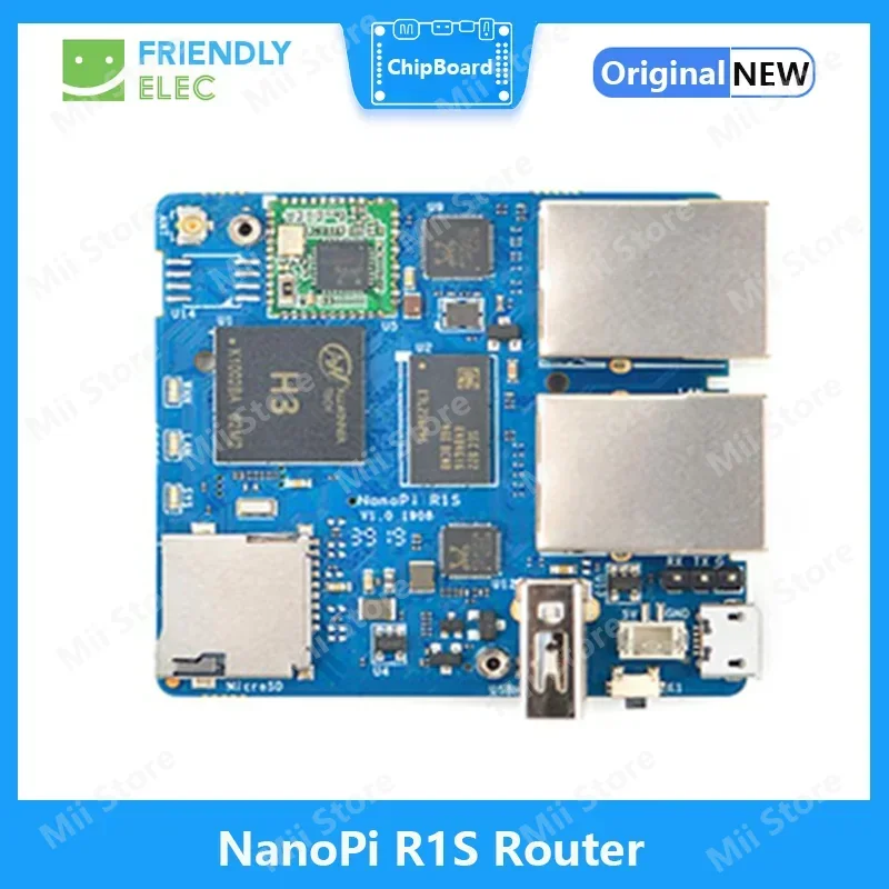 Friendly NanoPi R1S Small Router, All-in-One H3 dual Gigabit Ethernet Port 512M Memory OpenWRT, Easy to Carry
