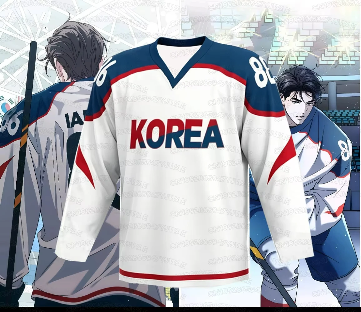 Summer Men's Women's Korean Anime Melting Point Casual NO.86 IAN RYU V-neck Hockey Jersey Long Sleeve Kid T-shirt