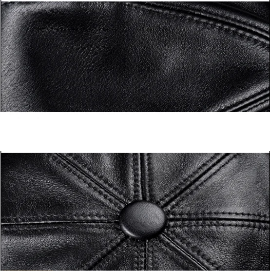 Retro Achteckige Echt Leder Hut männer Schaffell Leder Baskenmütze Lässige Mode Student Zunge Kappe Snapback Caps Für Männer – Detail 11