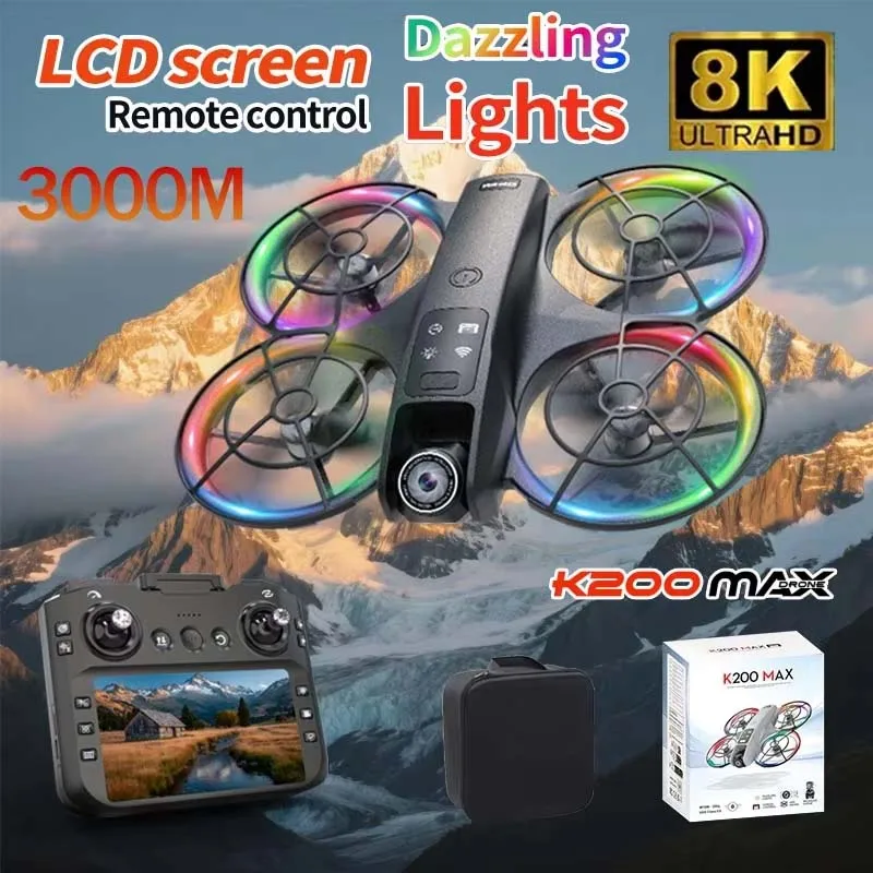 NEW K200 MAX Drone Large Ultra HD Screen Remote 8K Aerial Vehicle GPS Brushless Motor Long Flight Time 5G Dual Camera Quadcopter
