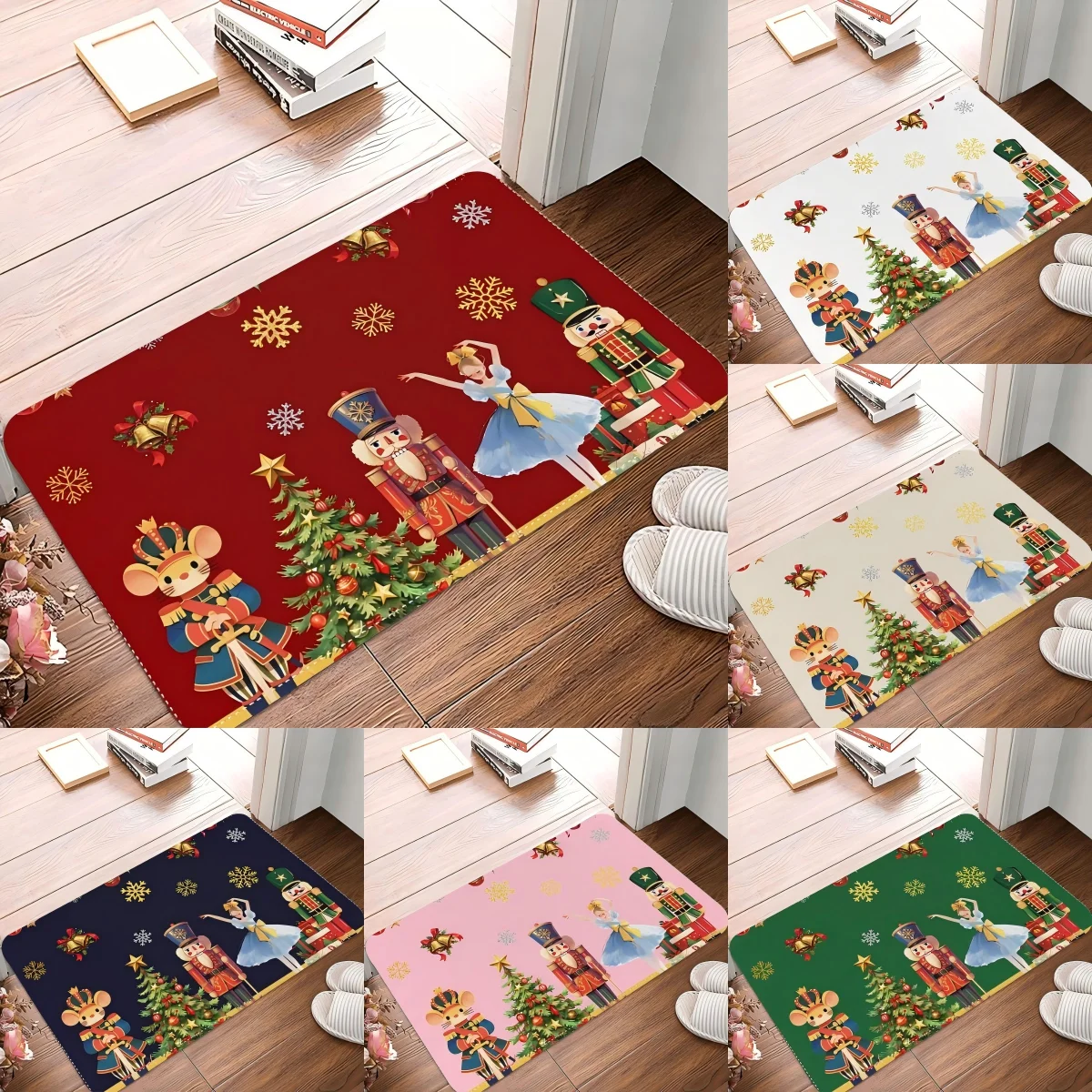 Weihnachts-Nussknacker-Willkommens-Fußmatte, rutschfester, maschinenwaschbarer Teppich für Wohnzimmer, Schlafzimmer, Badezimmer, Küche und Wäscheteppich