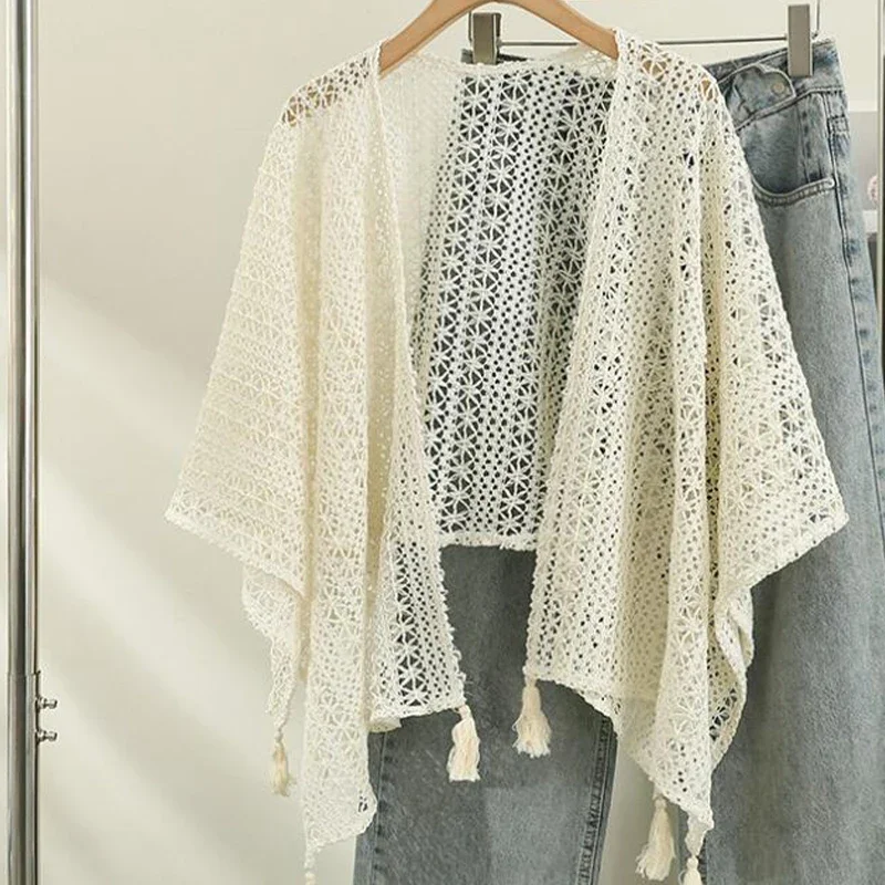 Tela de encaje de punto hueco de algodón y poliéster, gancho para tejer, accesorios de ropa de flores, tela de encaje de costura hecha a mano, 1 yarda