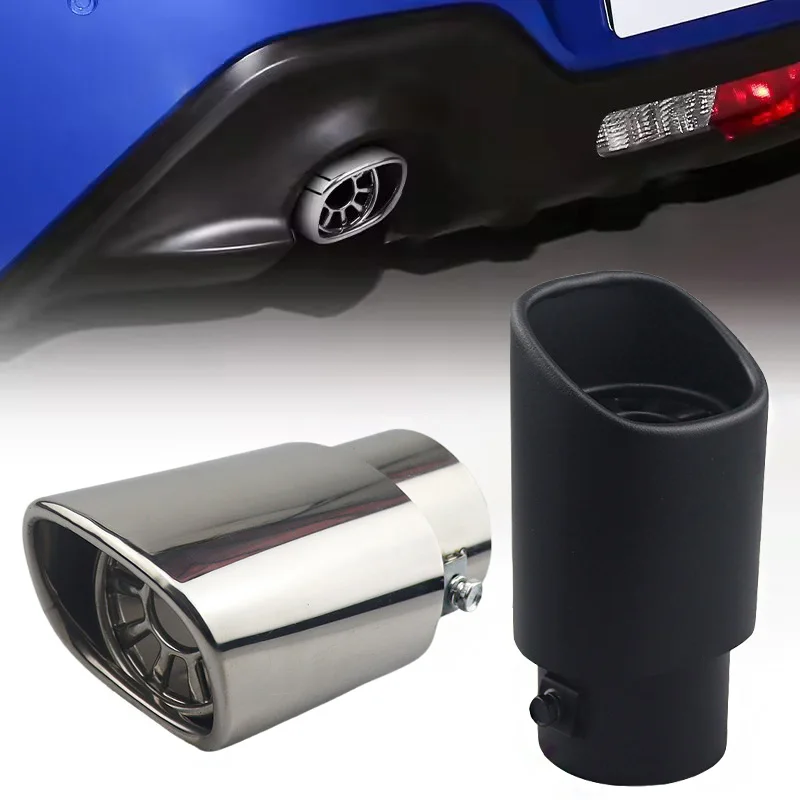 Automotive stainless steel single outlet square window decoration modified tail throat silver black tail exhaust pipe