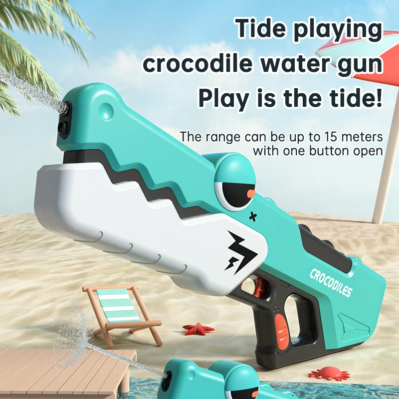 

Cute Crocodile Automatic Electric Water Gun Summer Toy Gun Beach Outdoor Water Fight Toys for Boys Adult Gifts Water Play Swim