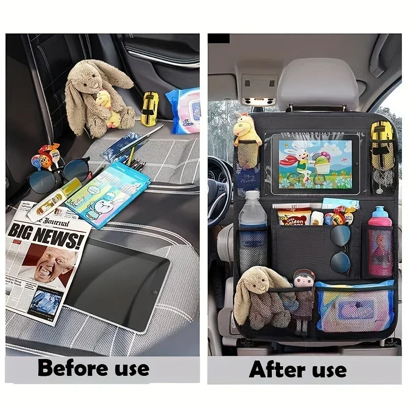 1pc-Car Seat Organizer Multifunctional Oxford Fabric Car Back Multi Pocket Storage Bag with Tablet Holder Protector for Kids - Image 6