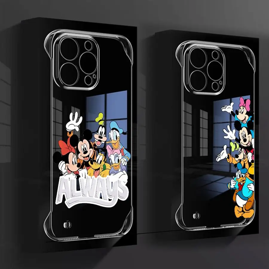 Disney Mickey Minnie Donald Duck Phone Case for iPhone 16 13 14 15 Pro Max 11 12 Transparent Clear Hard Back Cover Coque funfa