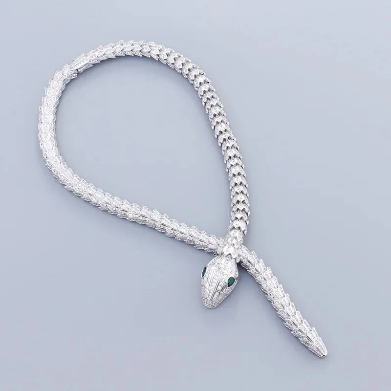 

YISON Luxury Snake Geometry Cubic Ziron Engagement Bridal Necklace Jewelry for Women Fashion Lady Gift Simple Choker