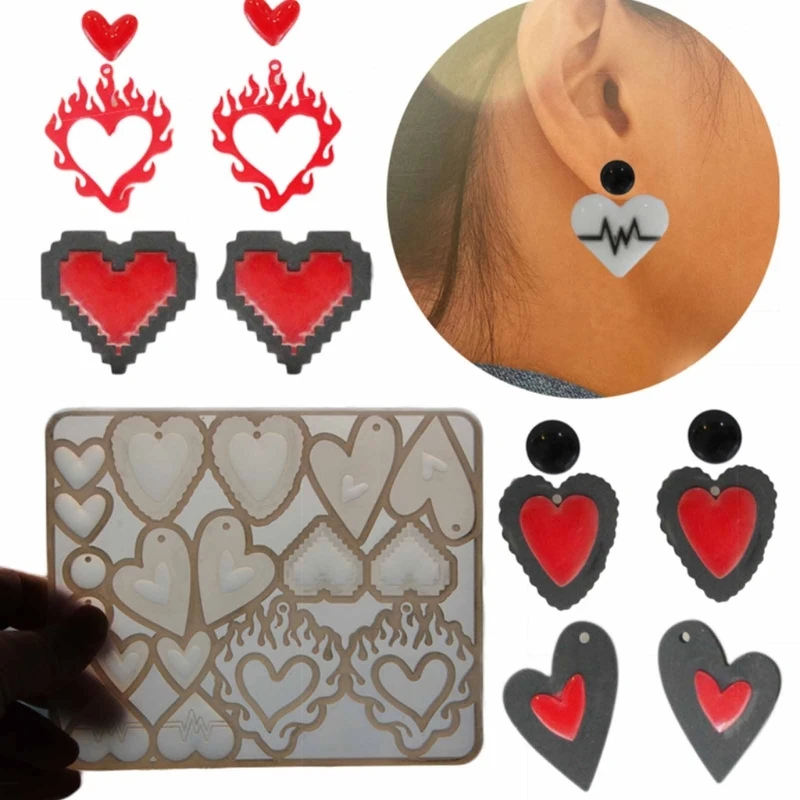 

Three-dimensional Love Heart Earring Mold for Resin Casting Jewelry Making 40GB