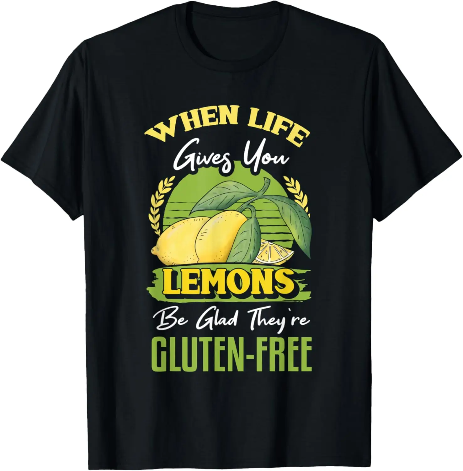 Limones sin gluten cuando la vida te donne camiseta gráfica divertida camiseta casual de manga corta de algodón