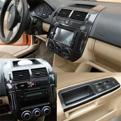 For Volkswagen Polo 2002-2010 Interior Central Control Panel Door Handle 5D Carbon Fiber Stickers Decals Car styling Accessorie