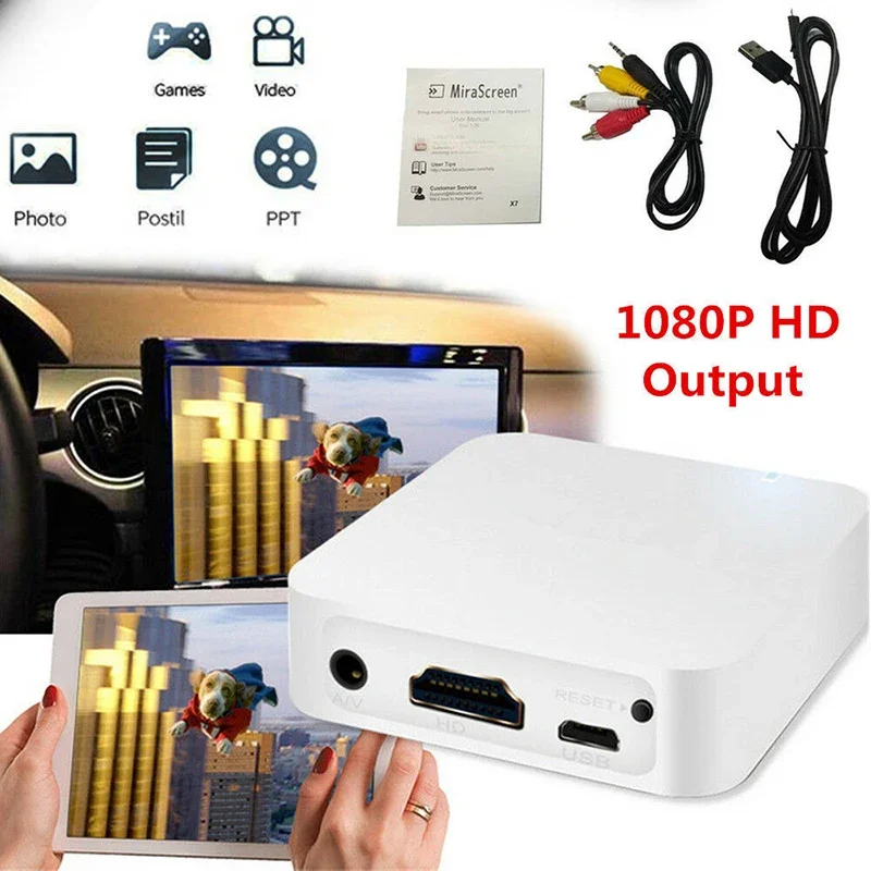 

Автомобильный Wi-Fi дисплей X7Car Miracast Box Mirror Link Адаптер Airplay DLNA Android iOS автомобильный с экранным устройством AV + HDMI-совместимый интерфейс