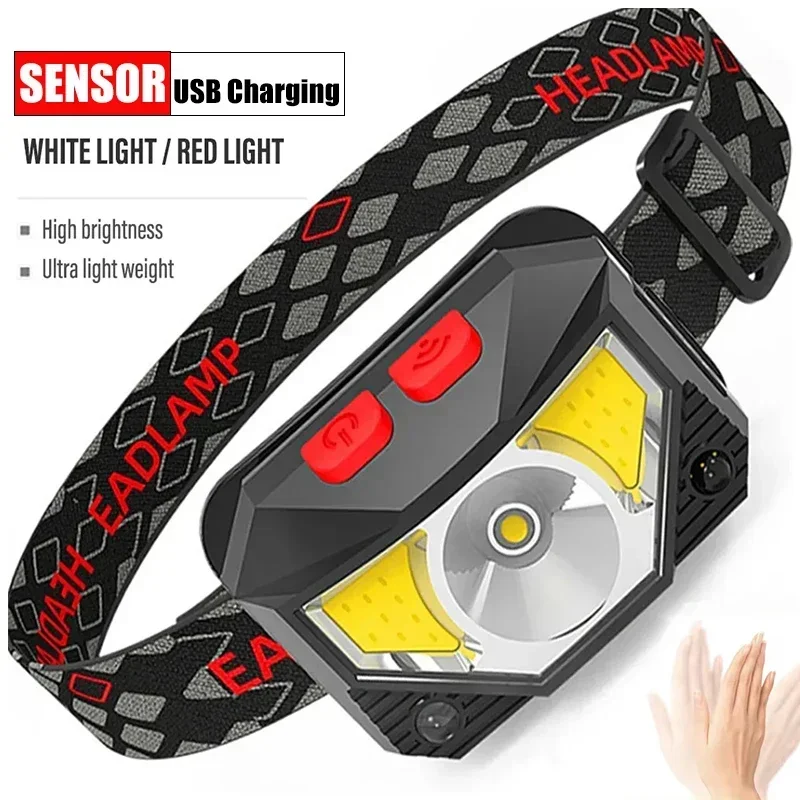 

Головной фонарь с датчиком освещенности, USB аккумуляторная лампа, Головной фонарь для кемпинга, Головной фонарь для рыбалки