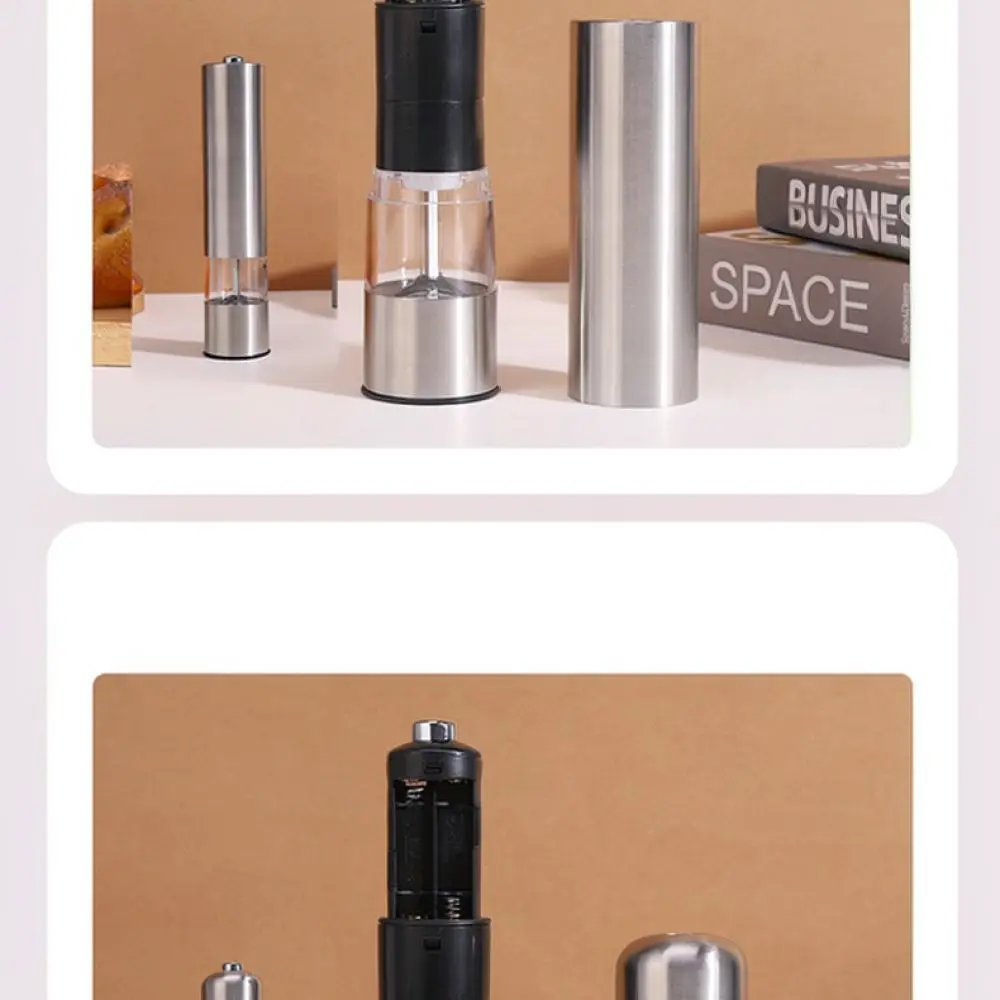 Durable Stainless Steel Electric Pepper Grinder Automatic Salt Mill Kitchen Spice Crusher Gadget Easy Operation Tool
