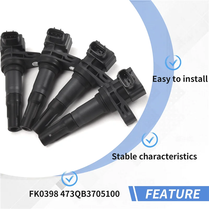 4 шт. новая катушка зажигания для BYD F3 F3-R G3 G3-R L3 FK0398 473QB3705100 износостойкие детали системы зажигания