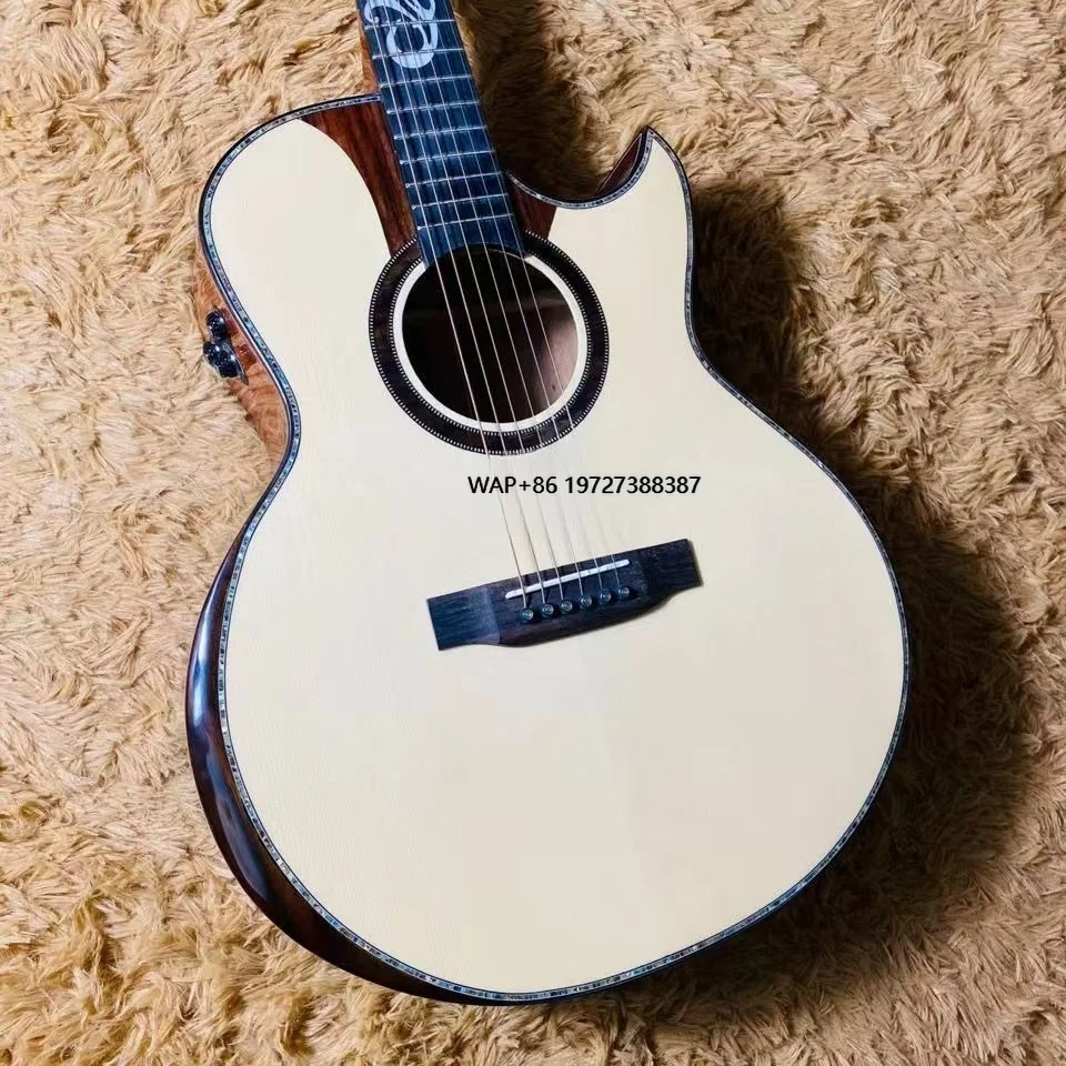 Geake G-1601 High Quality 40-Inch All Solid Acoustic Electric Guitar with Special Cutaway