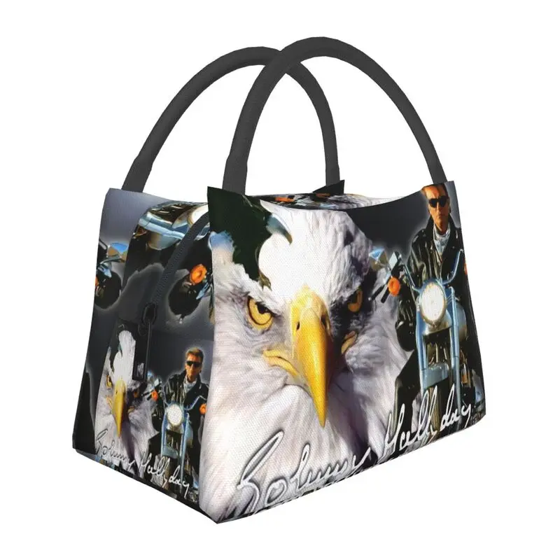 Johnny Hallyday Avec Aigle bolsa de almuerzo con aislamiento térmico para mujer, contenedor de almuerzo portátil para motocicleta, almacenamiento de viaje, caja de comida