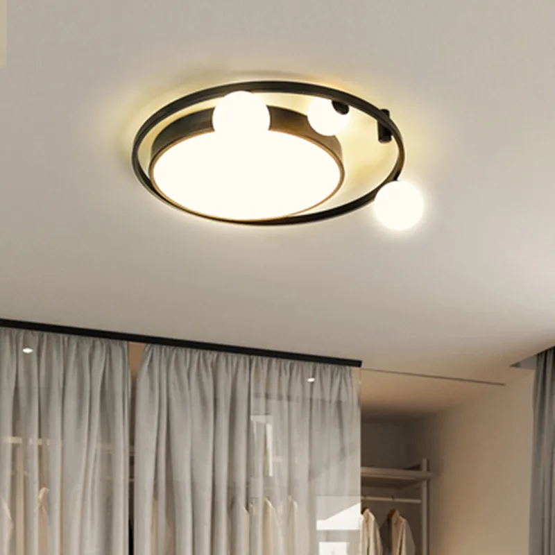 Modern Simple LED Ceiling Light For Dining Living Room Kitchen Bedroom Deco Panel Lamp Creative Glass Ball Round Black Fixtures