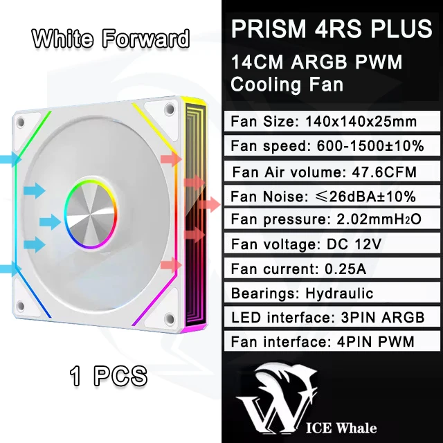 ICE Whale Prism 4RS Plus ARGB PC Case Fan 14cm Infinity Mirror Design Motherboard Light Sync 4PIN PWM CPU Cooler Fan Ventilador image 3