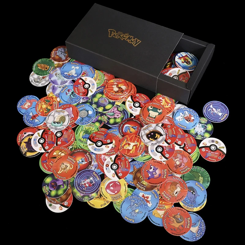 New Lote De Tazos Pokemon 1/2st Generation Full Collection Round Pogs Card Letters Album Pikachu Taps Tasos Childhood Toys Gifts