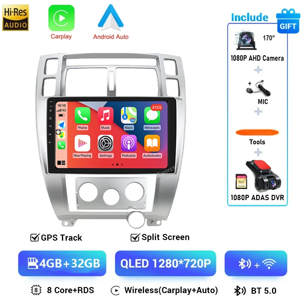 Android 16 Voor Hyundai Tucson 1 2004-2009 LHD 2K QLED Android Autoradio Multimedia Video Player GPS stereo CarPlay