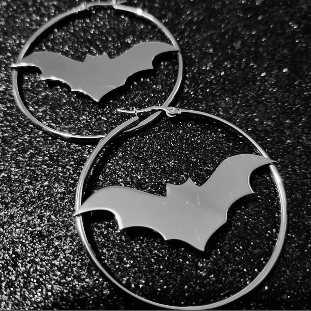 Bat Earrings Stainless Steel Exaggerated Big Earrings Personalized Design Unique Gift